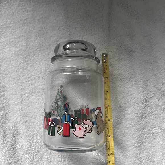 VINTAGE 1988 GLASS CHRISTMAS THEME JAR WITH LID - Picture 4 of 8
